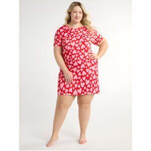 NEW 2X/3X Women's Soft Hearts Sleepshirt w/ Pockets